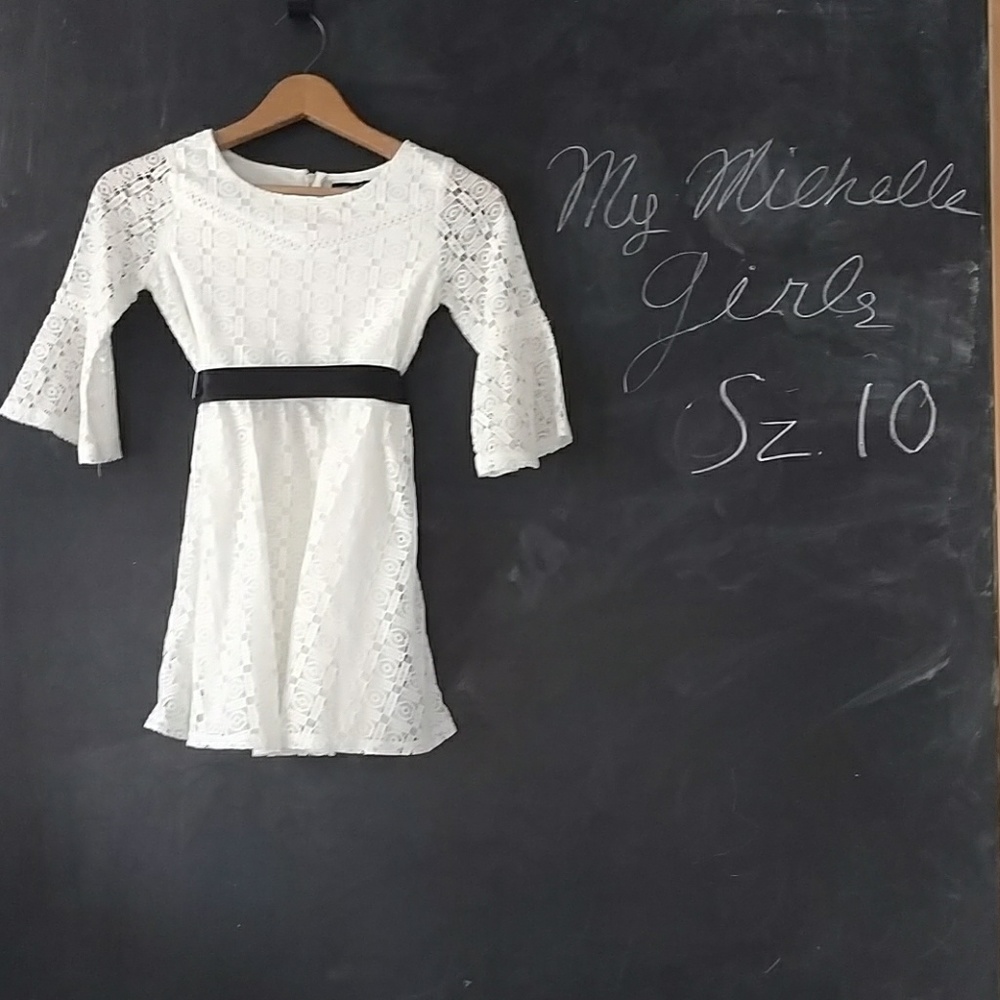 Girls White My Michelle Dress Pretty Lace